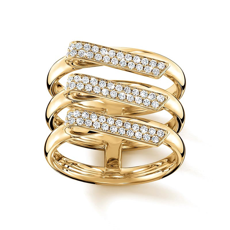 Hearts on Fire Inside/Out Yellow Gold Trio Diamond Band