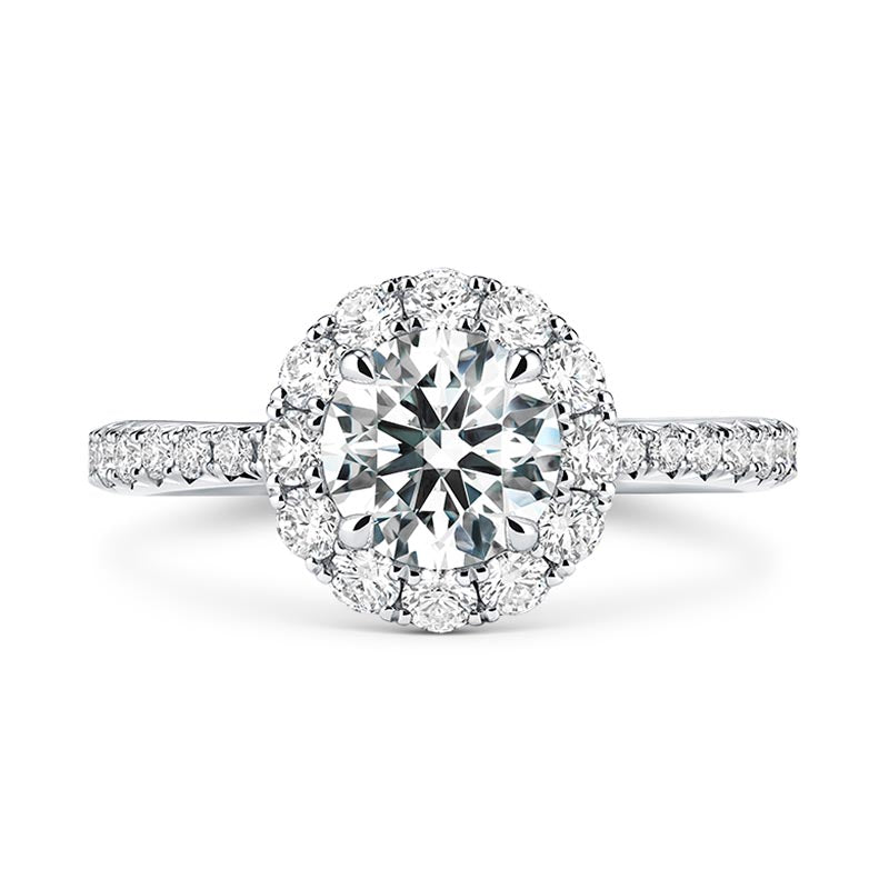 Hearts on Fire Vela Platinum Diamond Halo Engagement Ring