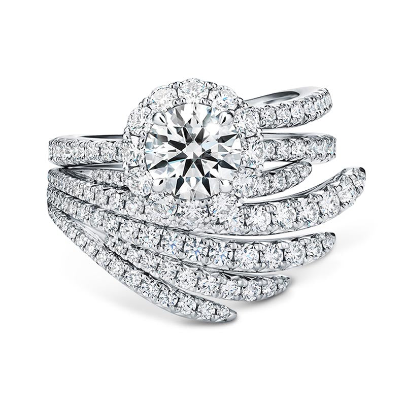 Hearts on Fire Vela Platinum Diamond Halo Engagement Ring