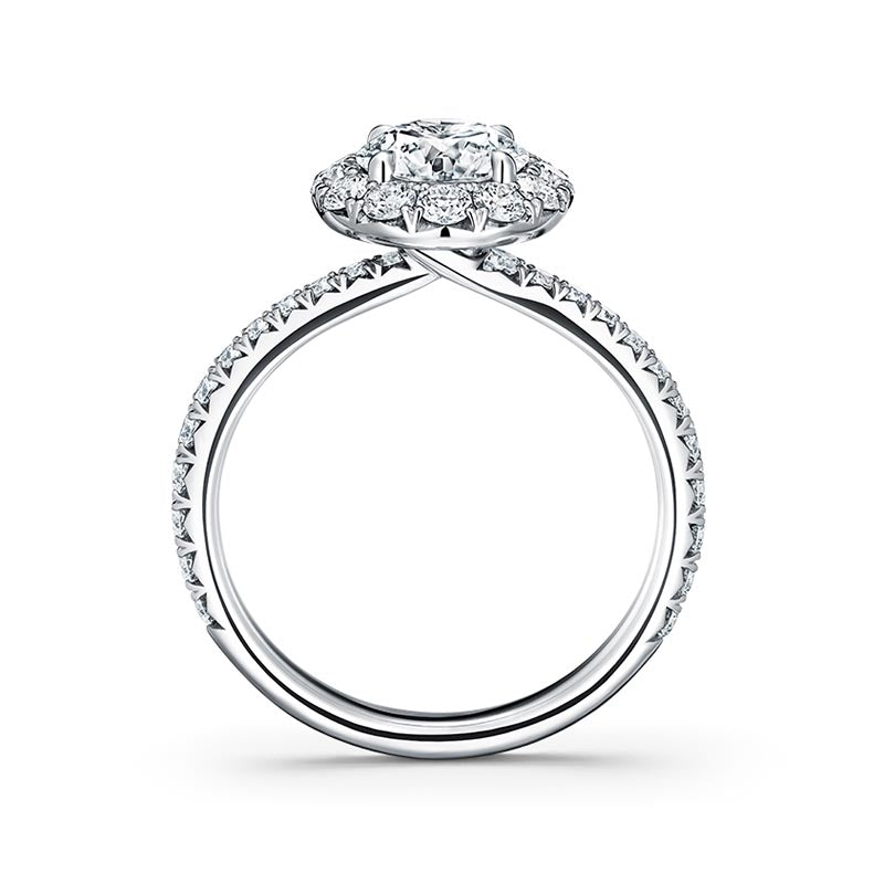 Hearts on Fire Vela Platinum Diamond Halo Engagement Ring