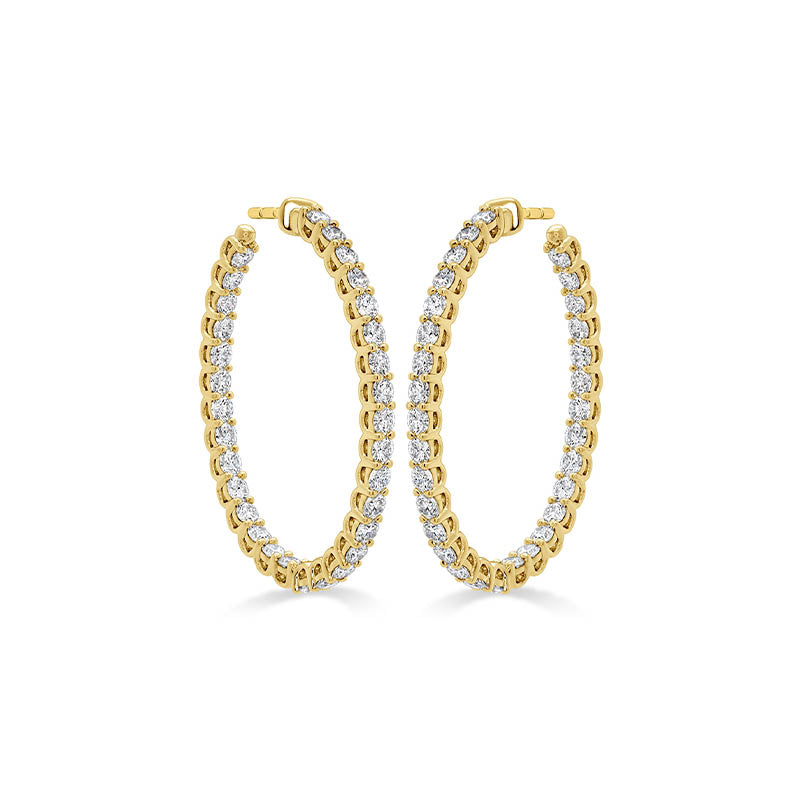 Hearts on Fire Yellow Gold Signature Oval Large Diamond Hoops Earrings
