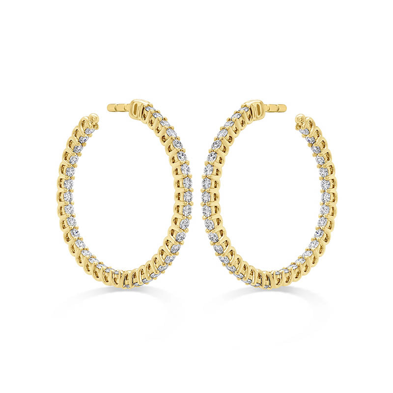 Hearts on Fire Yellow Gold Signature Small Diamond Hoop Earrings
