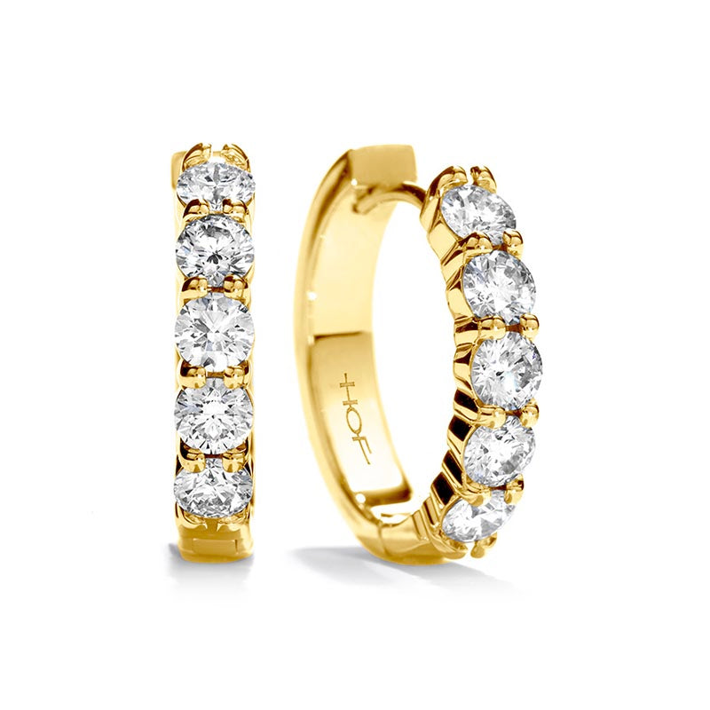Hearts on Fire Small Mini Yellow Gold Diamond Hoop Earrings