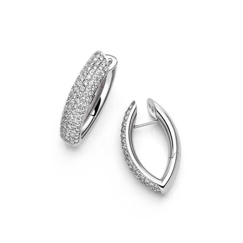 IsabelleFa White Gold Navette 19 Diamond Hoop Earrings