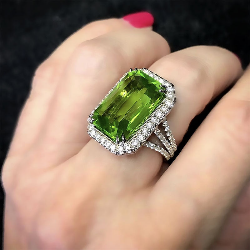 Jack Kelege White Gold Peridot Diamond Ring KGR1111