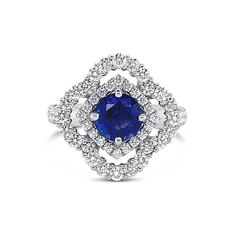Jack Kelege White Gold Blue Sapphire Diamond Ring