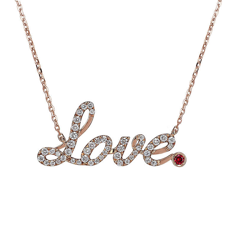 Jacob & Co. Sentiments Rose Gold Diamond & Ruby Love Pendant