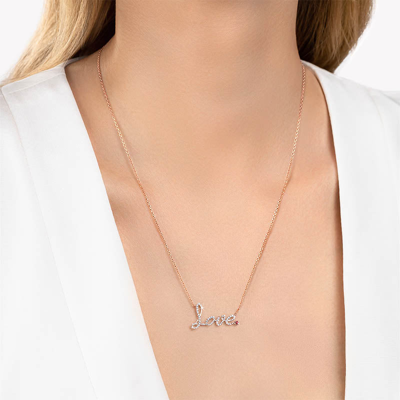 Jacob & Co. Sentiments Rose Gold Diamond & Ruby Love Pendant