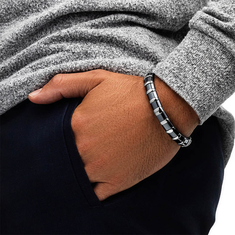 Jacob & Co. Stainless Steel & Hematite Bracelet