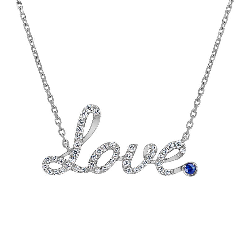 Jacob & Co. Sentiments White Gold Diamond & Sapphire Love Pendant