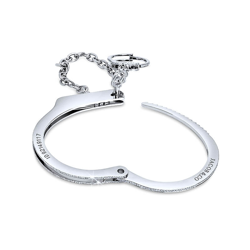 Jacob & Co. White Gold & Diamond Love Lockdown Key Cuff Bangle