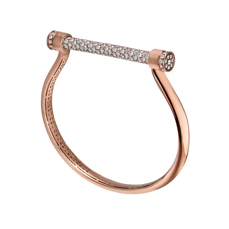 Jacob Co. Estribo Rose Gold Diamond Bangle