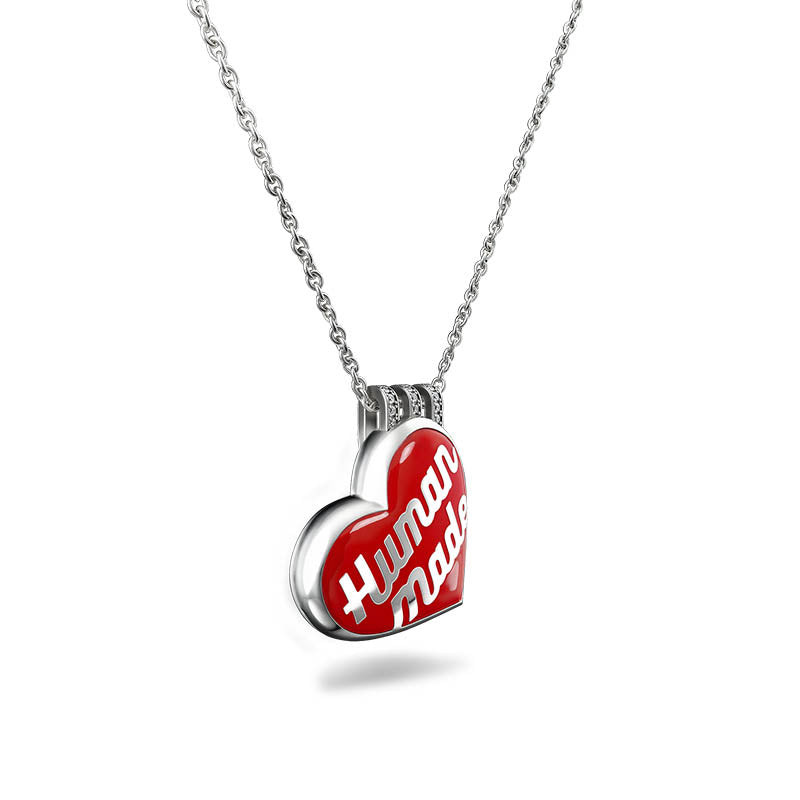 Jacob & Co x HUMAN MADE Sterling Silver & Red Enamel Heart Pendant with Diamond Bail