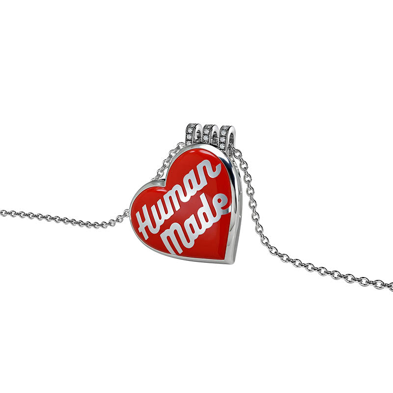Jacob & Co x HUMAN MADE Sterling Silver & Red Enamel Heart Pendant with Diamond Bail
