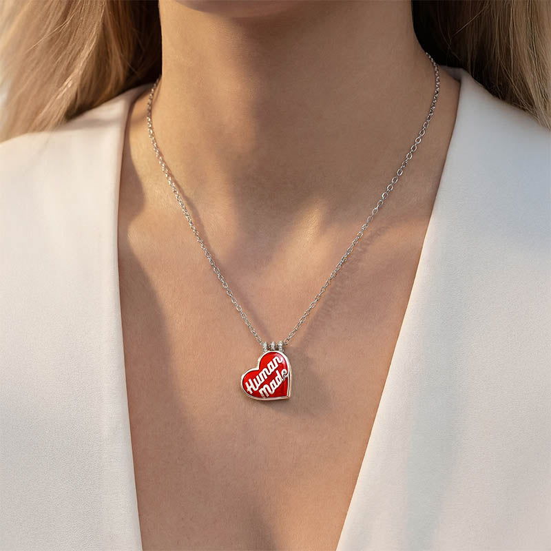 Jacob & Co x HUMAN MADE Sterling Silver & Red Enamel Heart Pendant with Diamond Bail