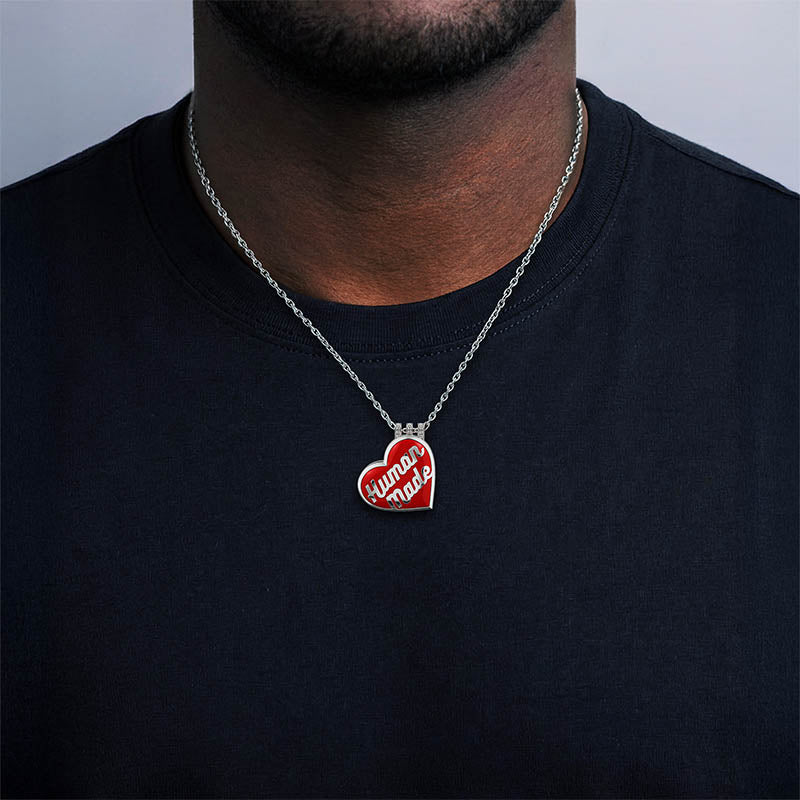 Jacob & Co x HUMAN MADE Sterling Silver & Red Enamel Heart Pendant with Diamond Bail