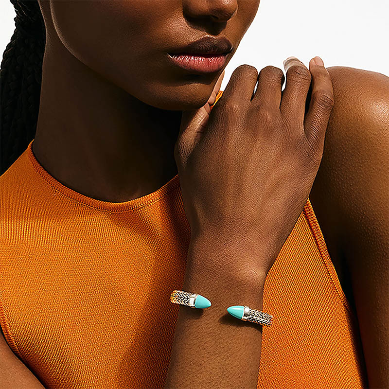 John Hardy 50th Anniversary Spear Sterling Silver & Turquoise Cuff