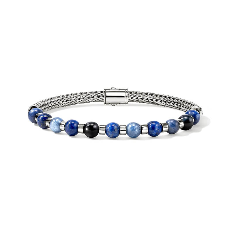 John Hardy Beaded Sterling Silver, Kyanite, Lapis Lazuli, Blue Tiger Eye & Sodalite Bracelet
