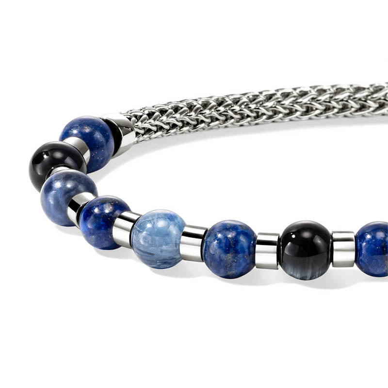 John Hardy Beaded Sterling Silver, Kyanite, Lapis Lazuli, Blue Tiger Eye & Sodalite Bracelet