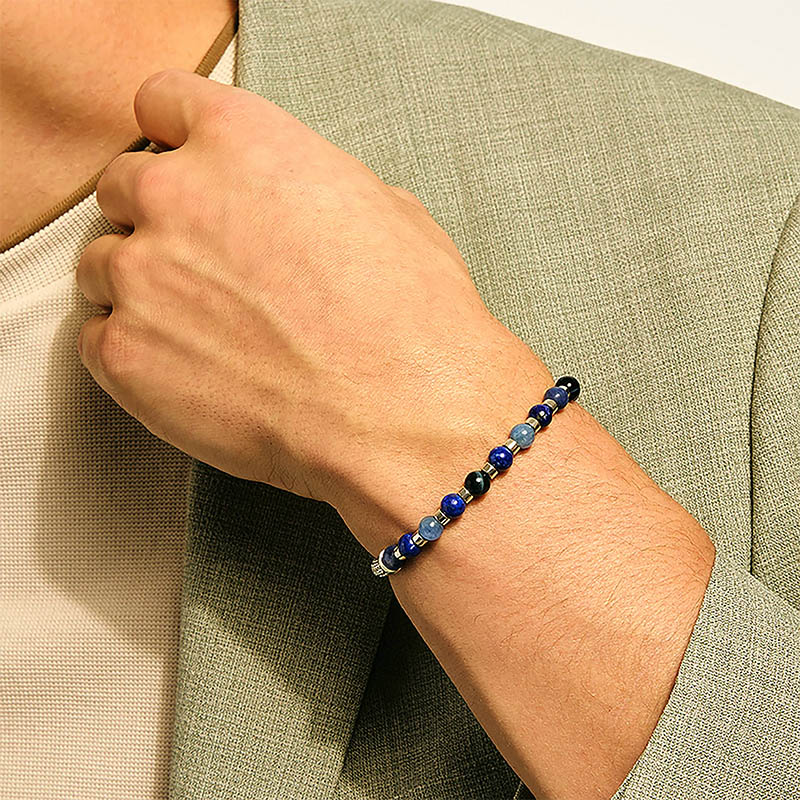 John Hardy Beaded Sterling Silver, Kyanite, Lapis Lazuli, Blue Tiger Eye & Sodalite Bracelet