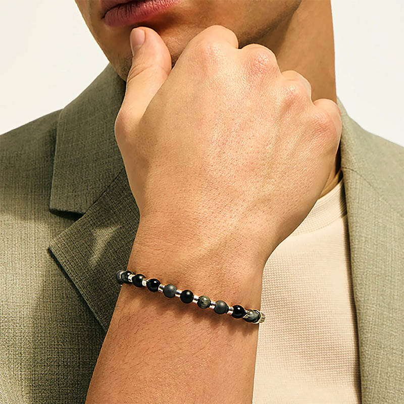 John Hardy Beaded Sterling Silver, Onyx, Hematite & Eagle Eye Bracelet