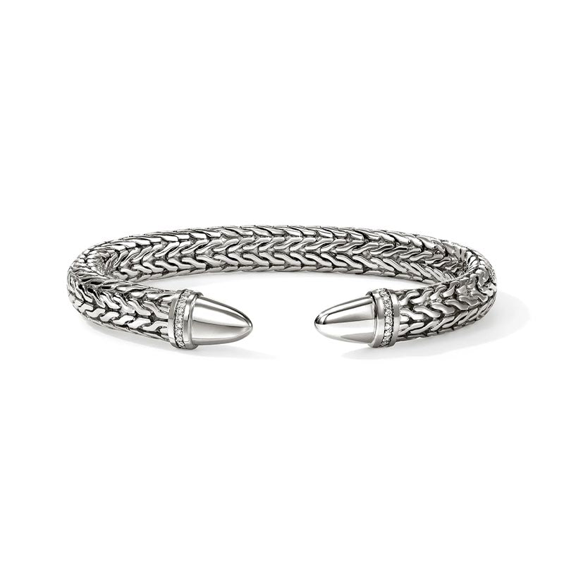 John Hardy 50th Anniversary Spear Sterling Silver & Diamond Flex Cuff