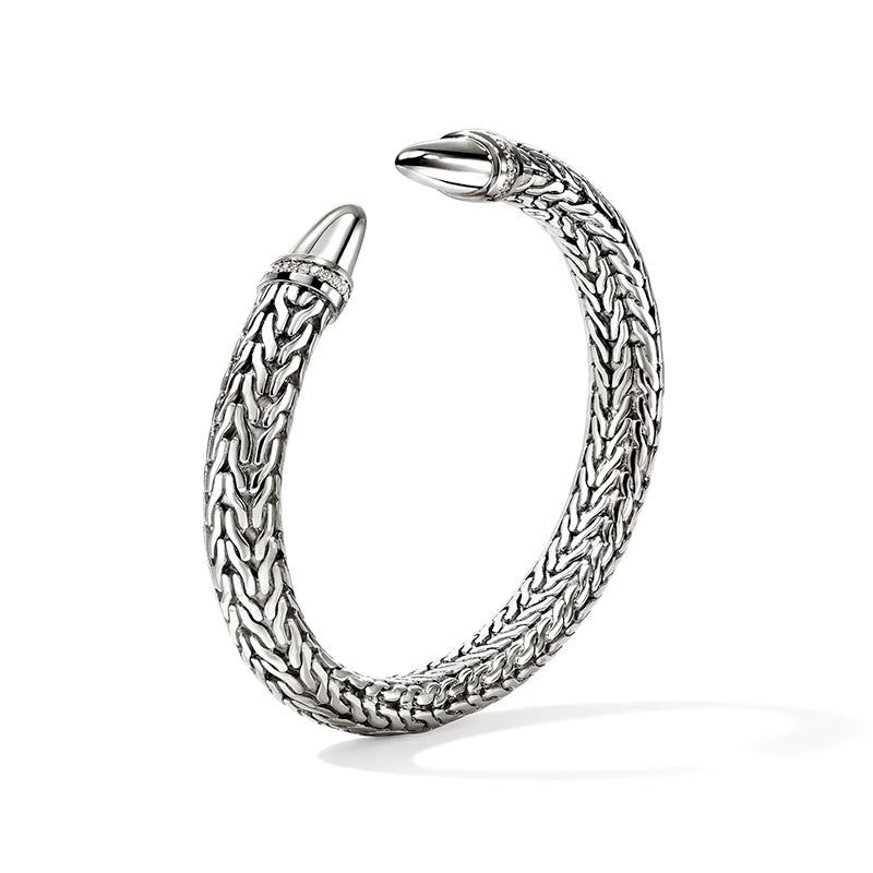 John Hardy 50th Anniversary Spear Sterling Silver & Diamond Flex Cuff