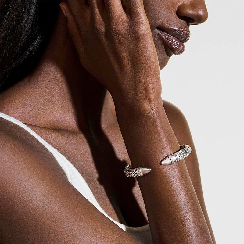 John Hardy 50th Anniversary Spear Sterling Silver & Diamond Flex Cuff