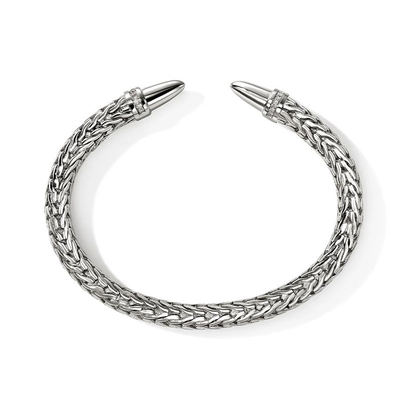 John Hardy 50th Anniversary Spear Sterling Silver & Diamond Flex Cuff