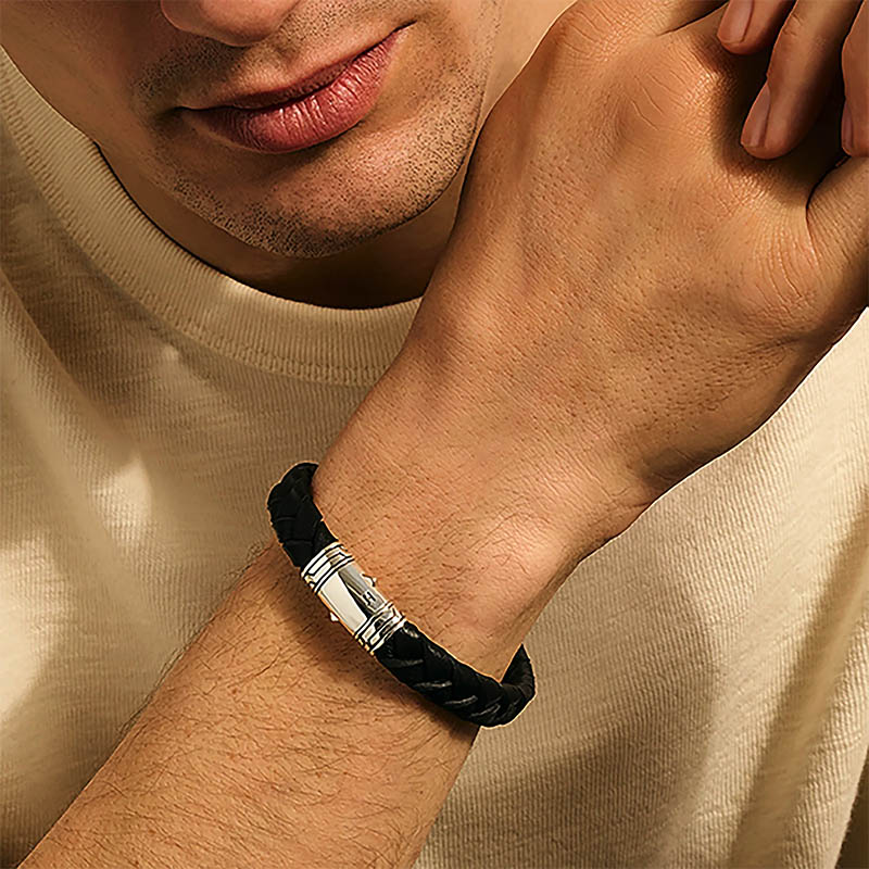 John Hardy Essentials 10mm Braided Leather Bracelet