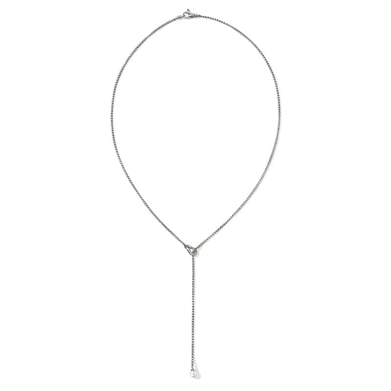 John Hardy Sterling Silver, Diamond & Pearl Surf Y Necklace
