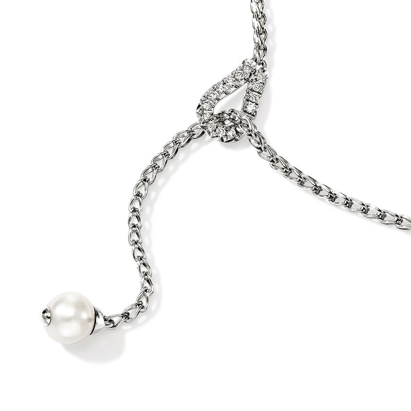 John Hardy Sterling Silver, Diamond & Pearl Surf Y Necklace