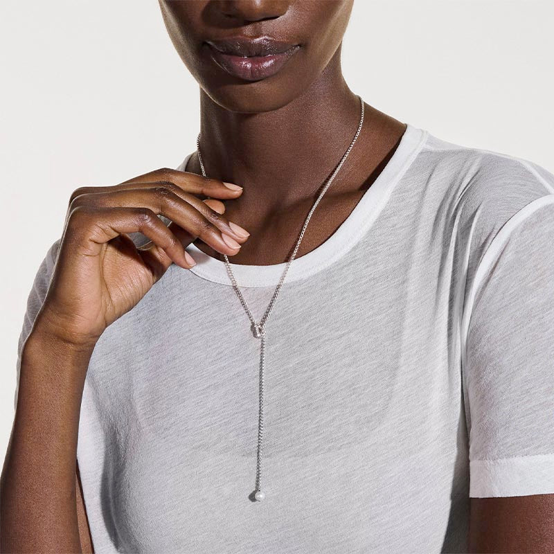 John Hardy Sterling Silver, Diamond & Pearl Surf Y Necklace