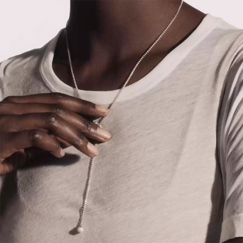John Hardy Sterling Silver, Diamond & Pearl Surf Y Necklace