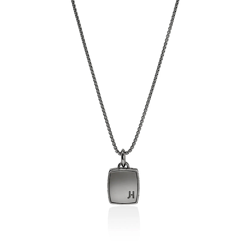 John Hardy Sterling Silver Carved Chain Black Mother of Pearl, Treated Black Onyx and Hematite Pendant