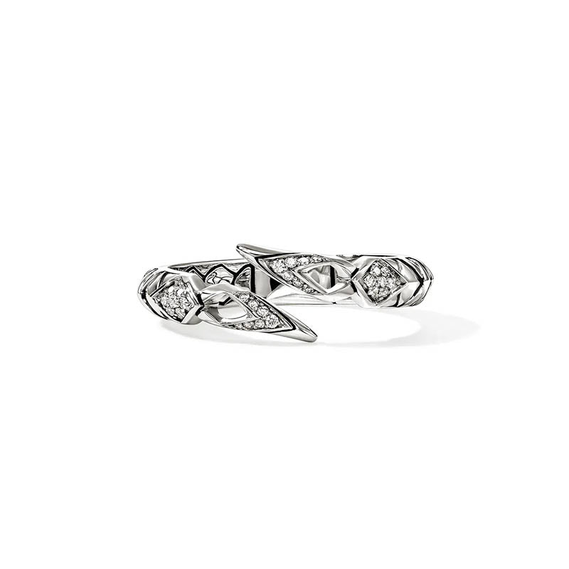 John Hardy Sterling Silver & Diamond Naga Ring