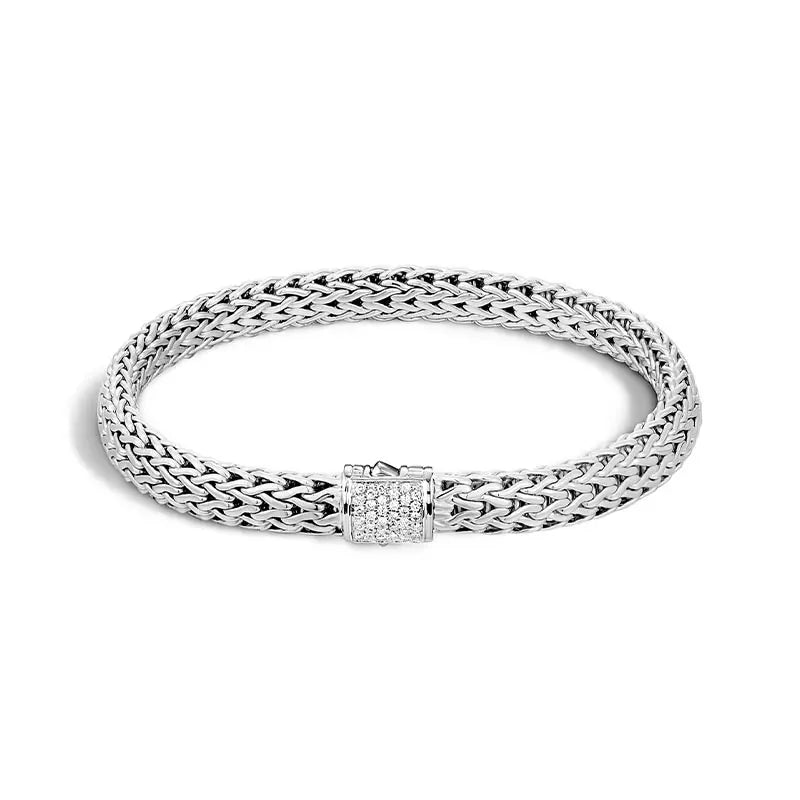 John Hardy 6.5mm Classic Chain Diamond Bracelet