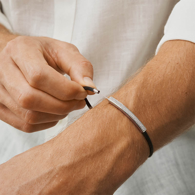 Jörg Heinz Pavé Diamond Platinum & Black PVD Steel Infinity Flex Bracelet