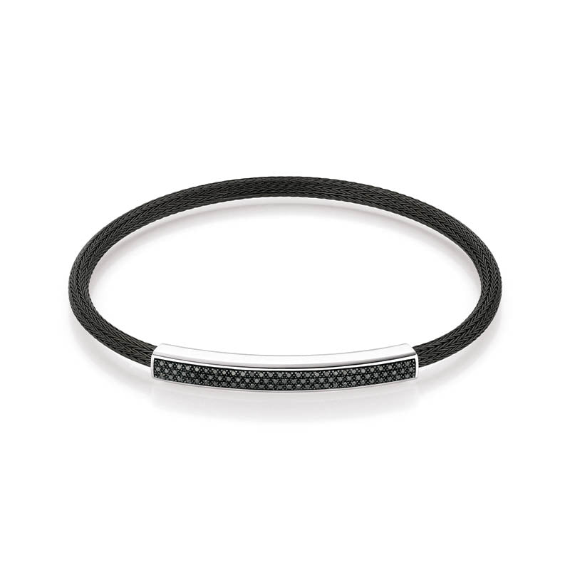 Jörg Heinz Pavé Black Diamond Platinum & Black PVD Steel Infinity Flex Bracelet