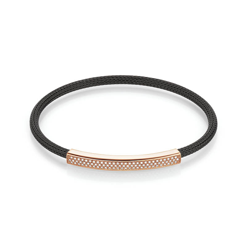 Jörg Heinz Pavé Diamond Rose Gold & Black PVD Steel Infinity Flex Bracelet