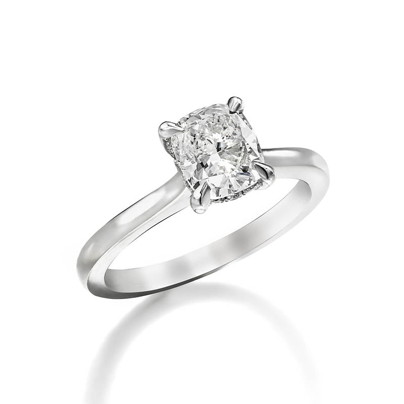 KNAR Signature 1.4ct Cushion Cut Diamond Engagement Ring with Hidden Halo