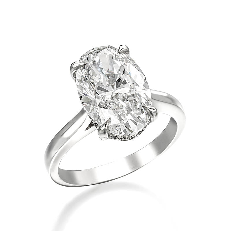 KNAR Signature 5.ct Oval Cut Diamond Engagement Ring with Hidden Halo