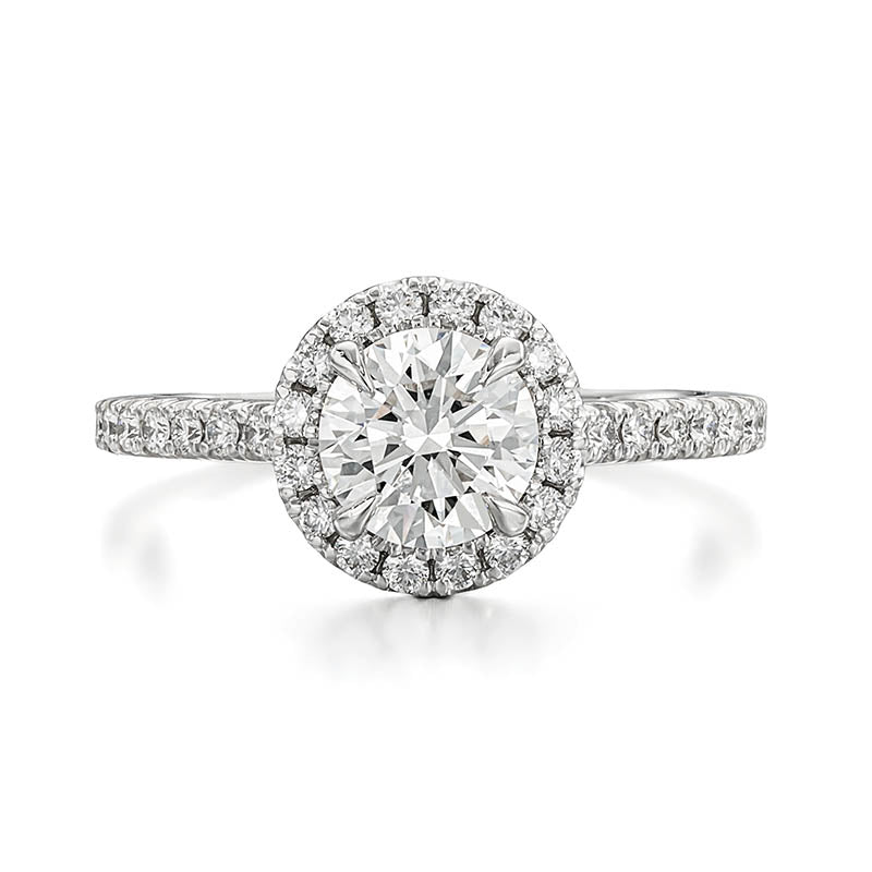 KNAR Signature White Gold 1.10ct Round Diamond Halo Engagement Ring