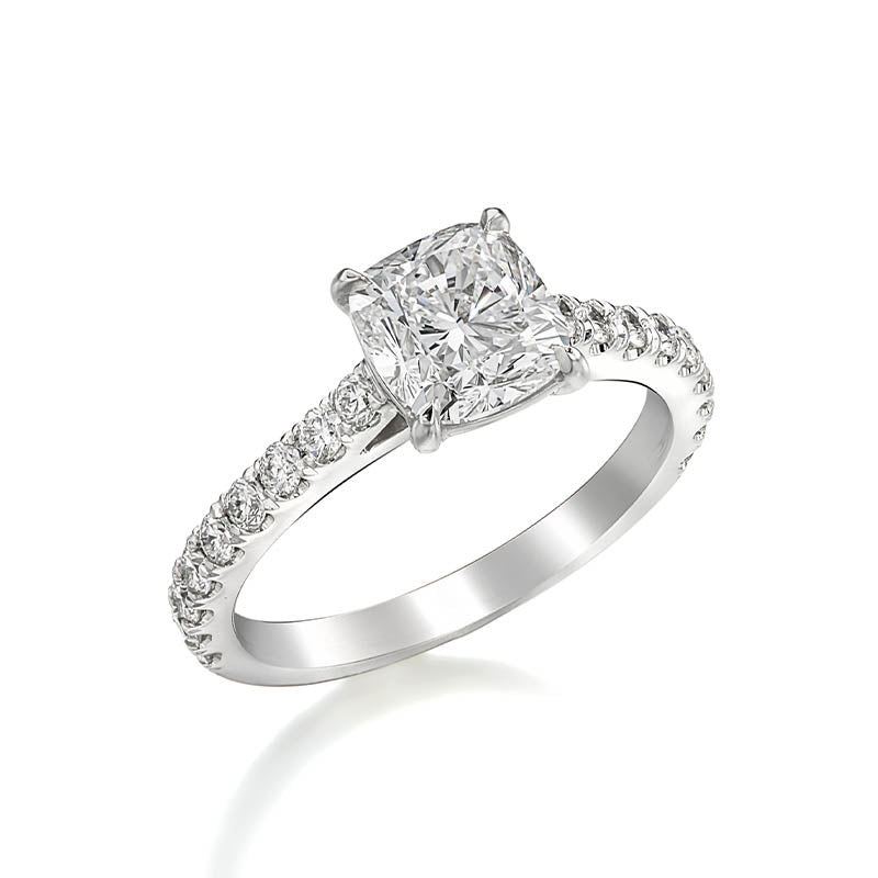 KNAR Signature White Gold 1.53ct Cushion Cut Diamond Engagement Ring