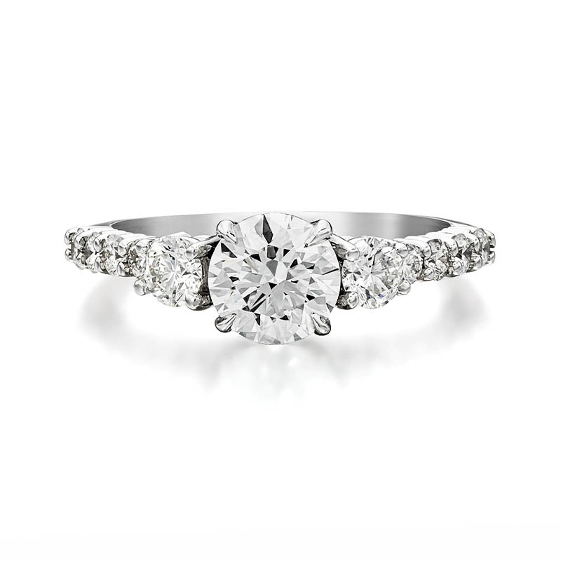 KNAR Signature White Gold 1ct Diamond Engagement Ring with Graduated Diamond Shoulders