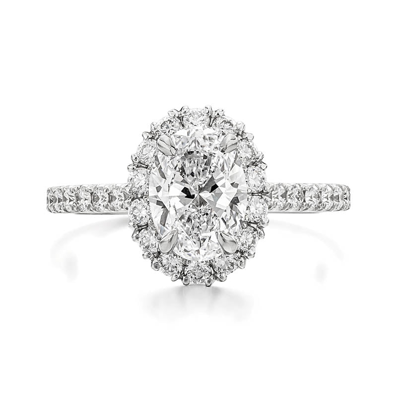 KNAR Signature White Gold Oval Diamond Halo Engagement Ring