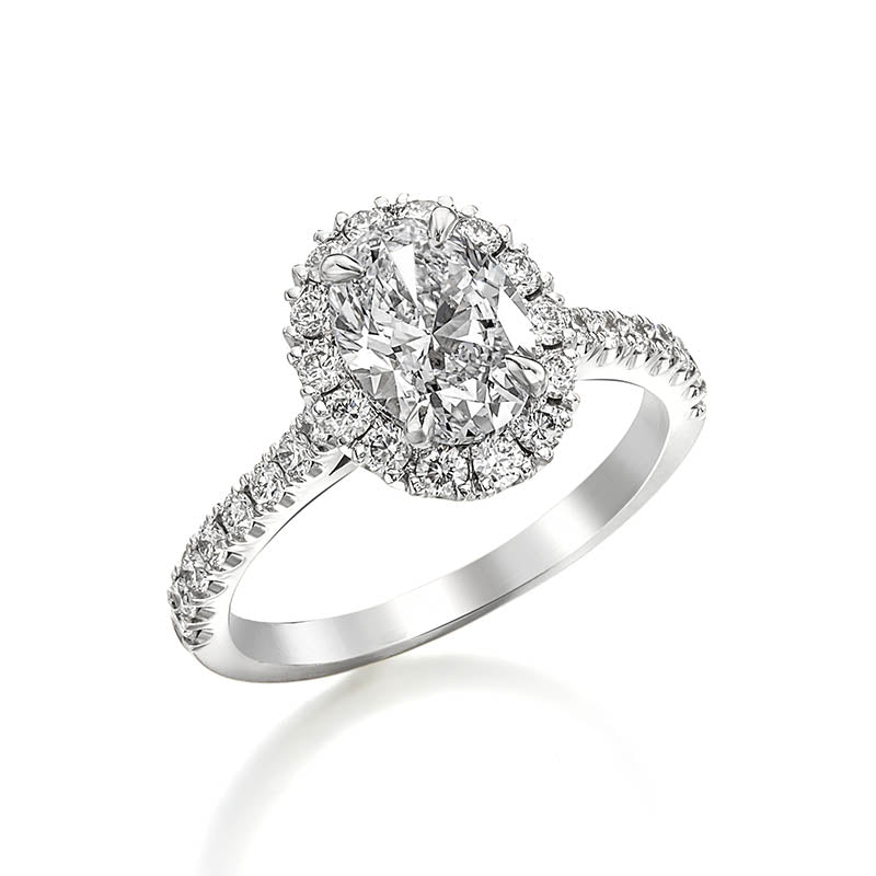 KNAR Signature White Gold Oval Diamond Halo Engagement Ring