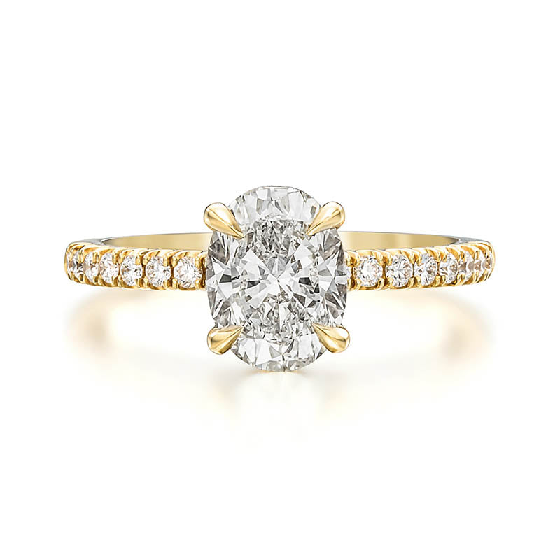 KNAR Signature Yellow Gold 1.5ct Oval Cut Diamond Engagement Ring with Hidden Halo