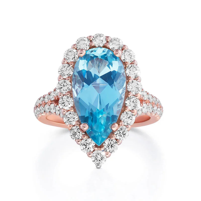 Knar Signature Aquamarine Diamond Ring 14RG RNG AQ