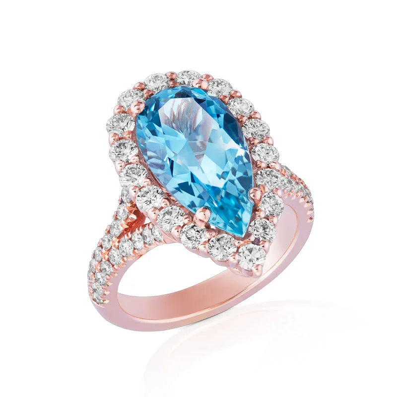 Knar Signature Aquamarine Diamond Ring Top 14RG RNG AQ